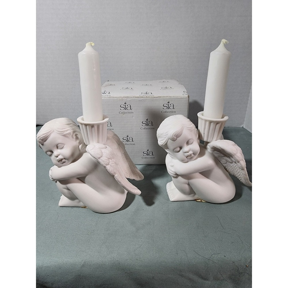 Sia Collection‎ Ceramic Sitting Angel Candle Holders